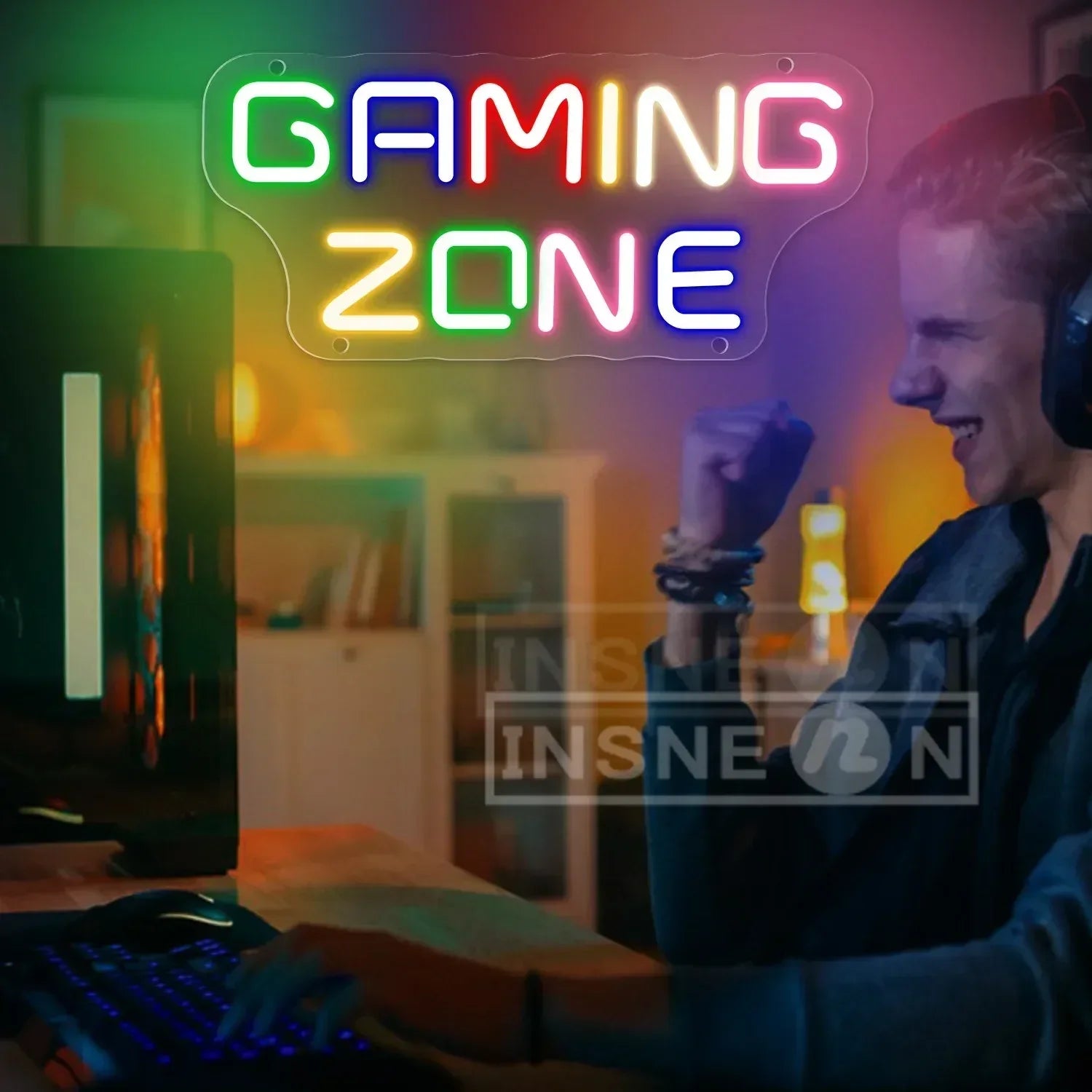 Game Neon Sign Neon Wall Light USB close-up product view