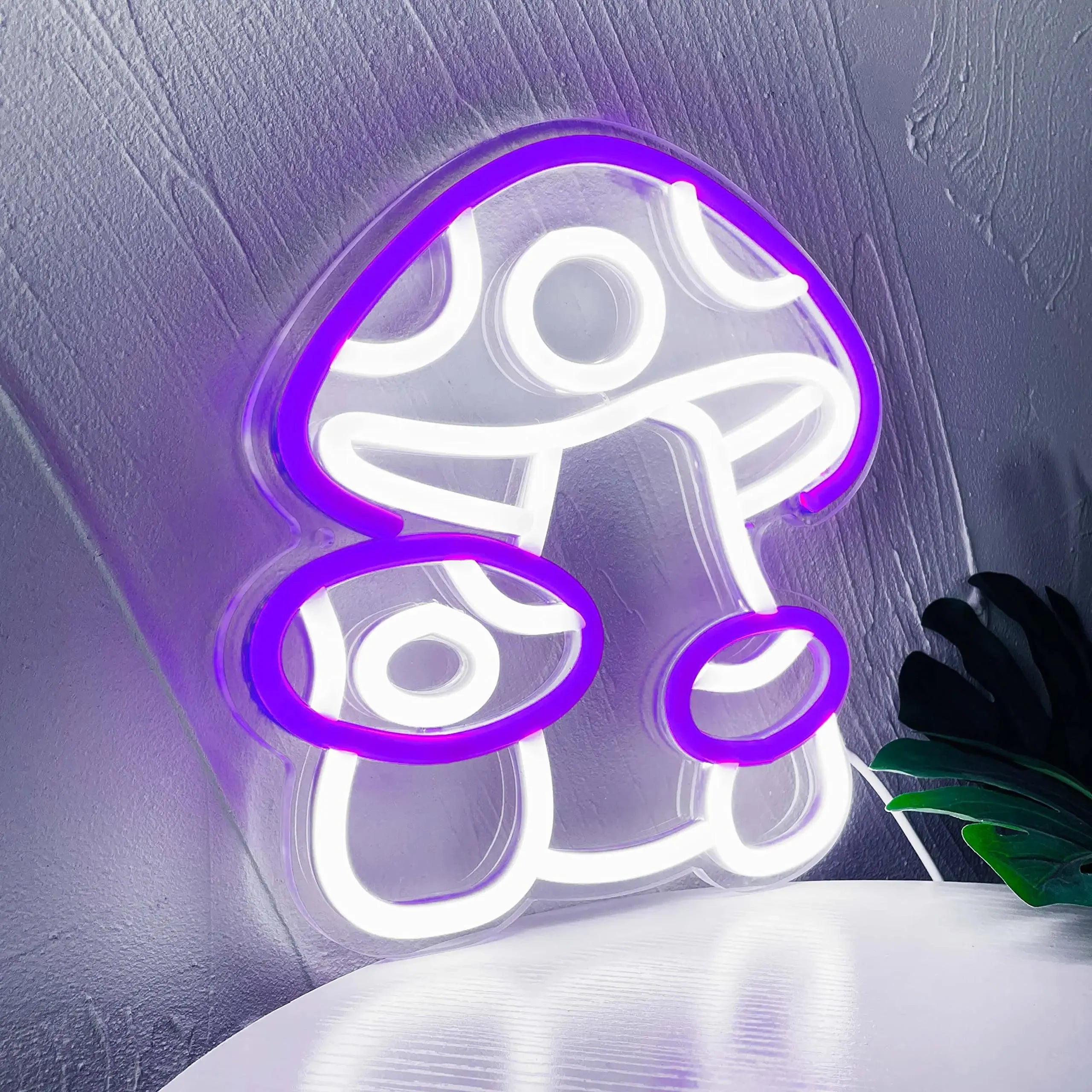 Glowing Purple Mushroom LED Neon Wall Light – Dimmable USB Lamp