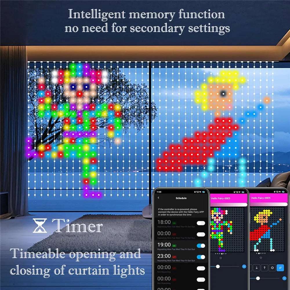 800 Curtain Lights Ambient Light Color-Changing Remote Control shown as soft ambient home lighting