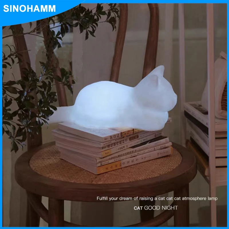 Animal Cute Sleep Bedside Table Lamp USB for nursery or kids room decor, in Cat night light