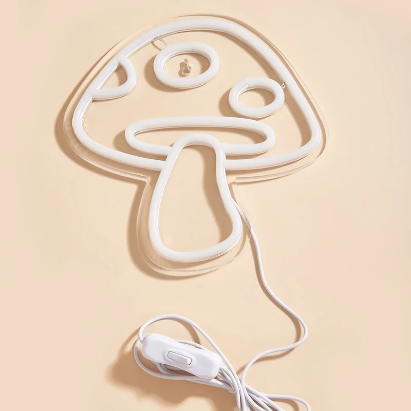 Electric Blue LED Mushroom Neon Wall Light – USB Powered