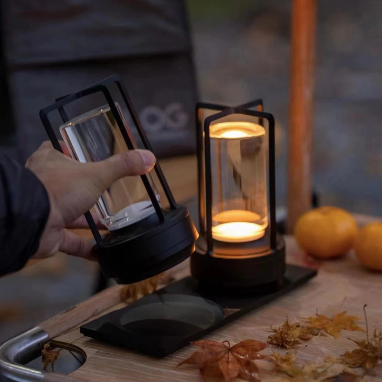 Crystal Outdoor Garden Light Rechargeable Touch Control shown as soft ambient home lighting