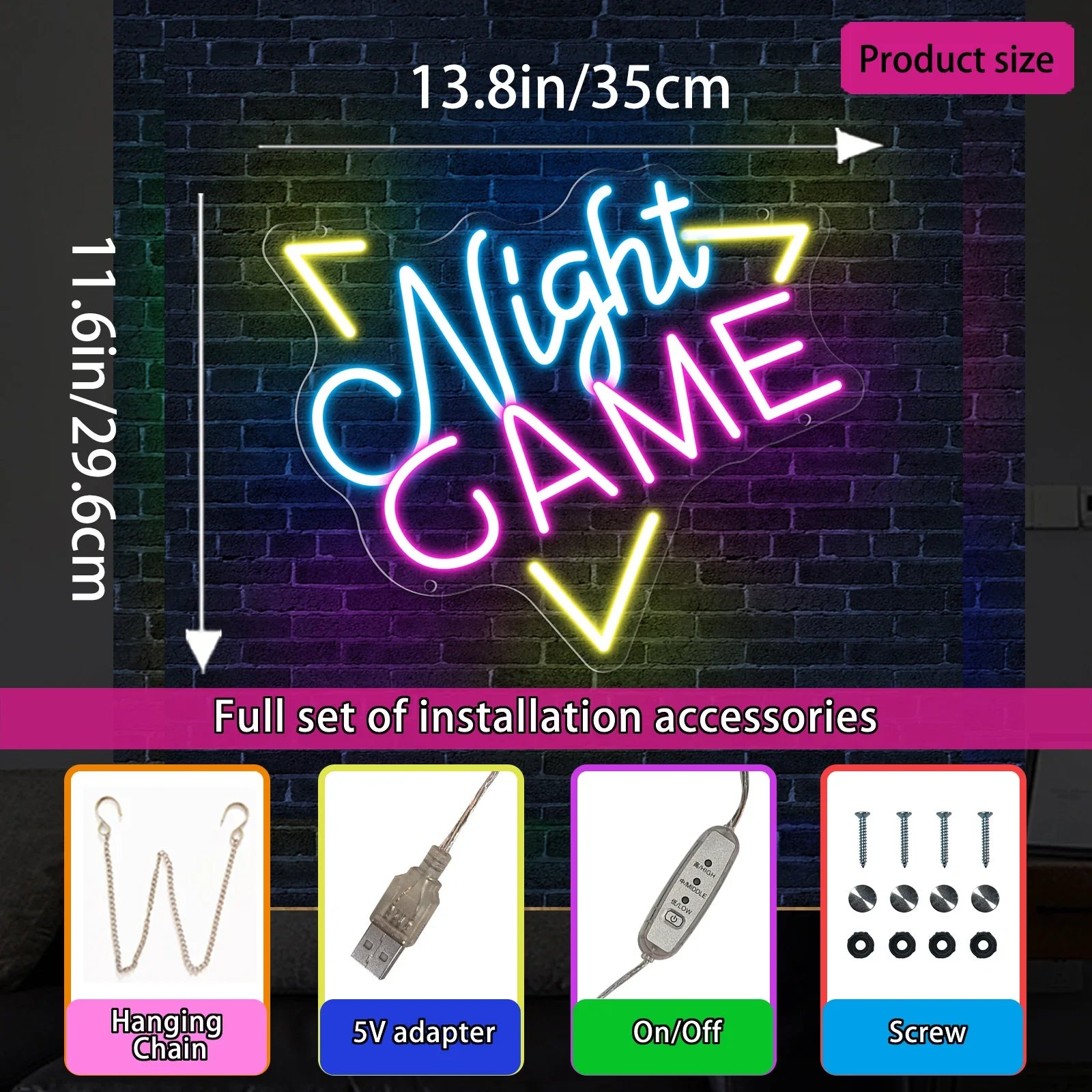 Game Neon Sign Neon Wall Light USB shown as soft ambient home lighting