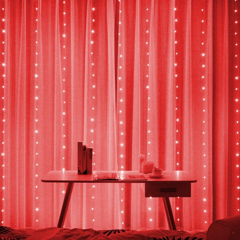 USB-powered curtain string lights