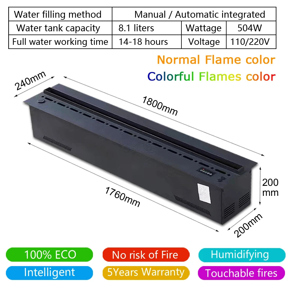 Smart 3D Water Vapor Flame Bar