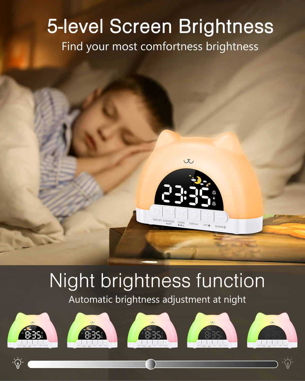 Oria Kids Alarm Alarm Clock Lamp design detail view