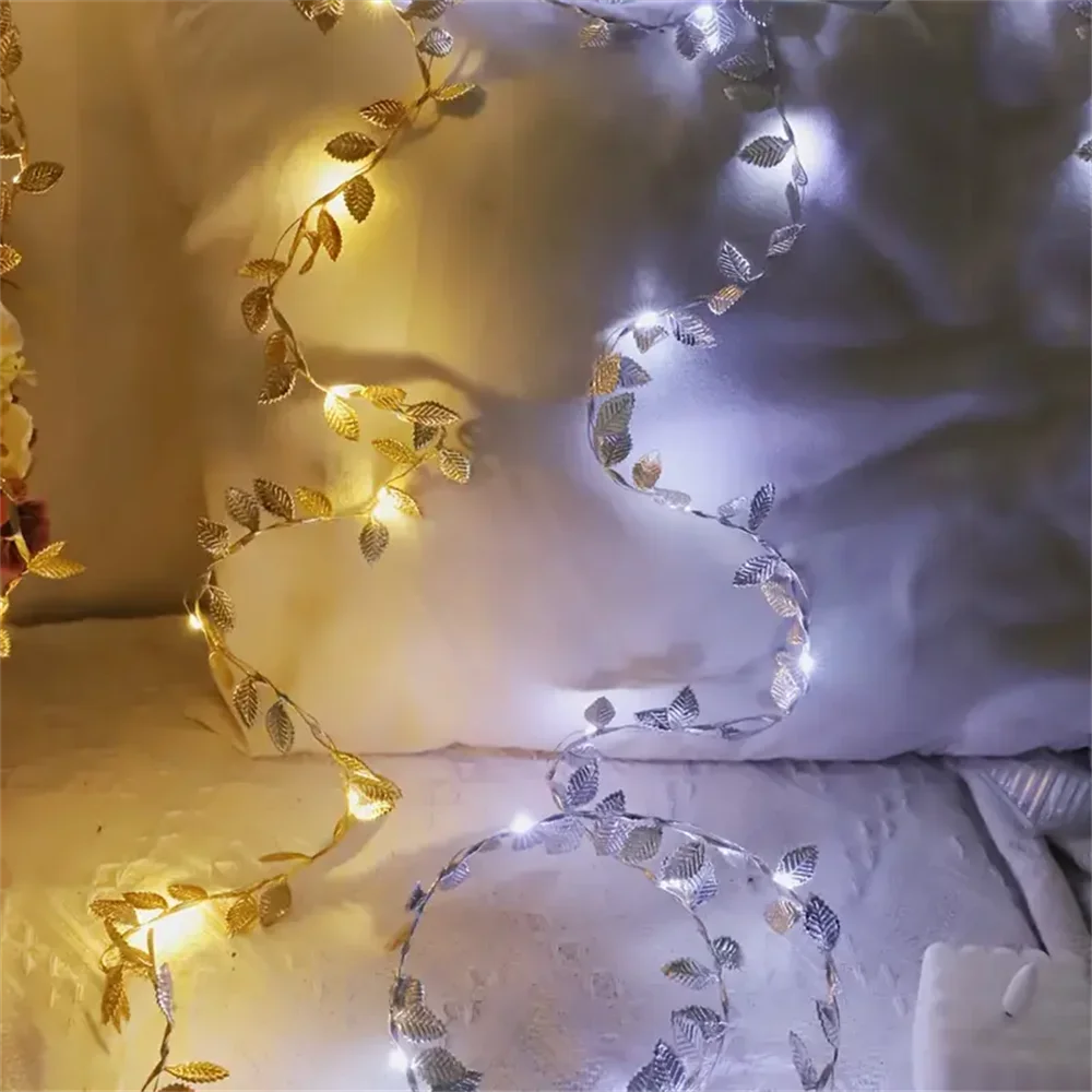 Golden & Silver Leaf Fairy Waterproof Light String