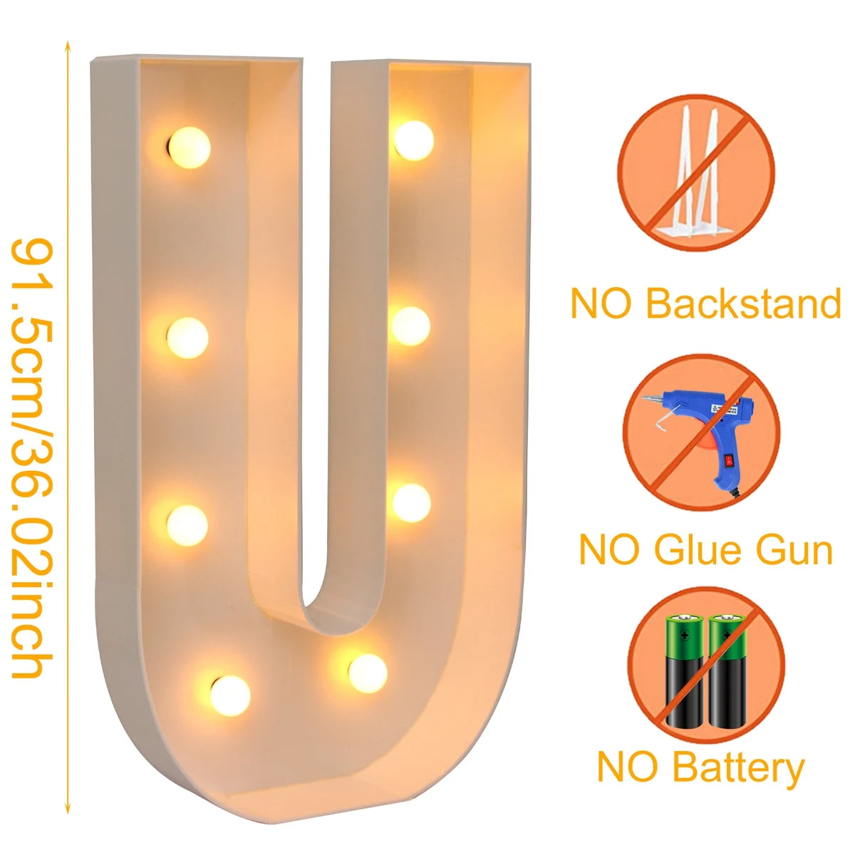 Giant LED Letter Light Frame Box – 91.5cm DIY Name Balloon Filling Box for Parties