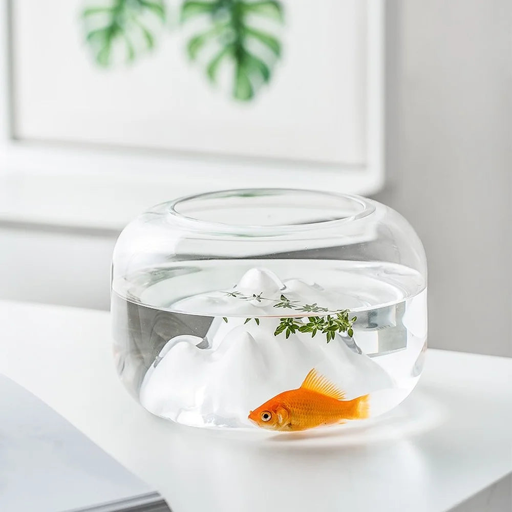 Snow Mountain Aquarium Lamp – Miniature Fishbowl Terrarium with LED Décor
