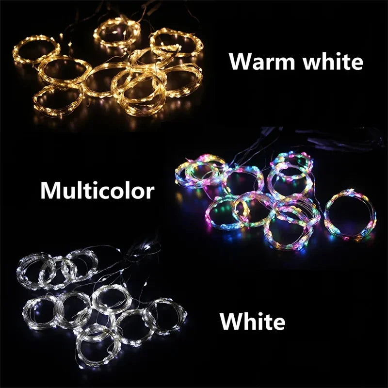 USB-powered curtain string lights