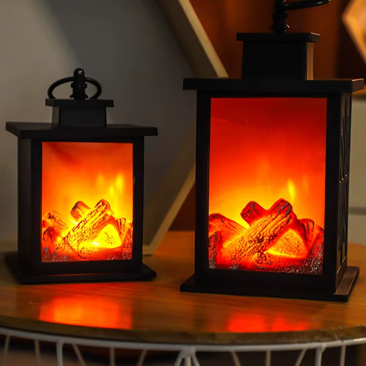 Portable LED Fireplace Lantern – Cozy, Flickering Flame Effect