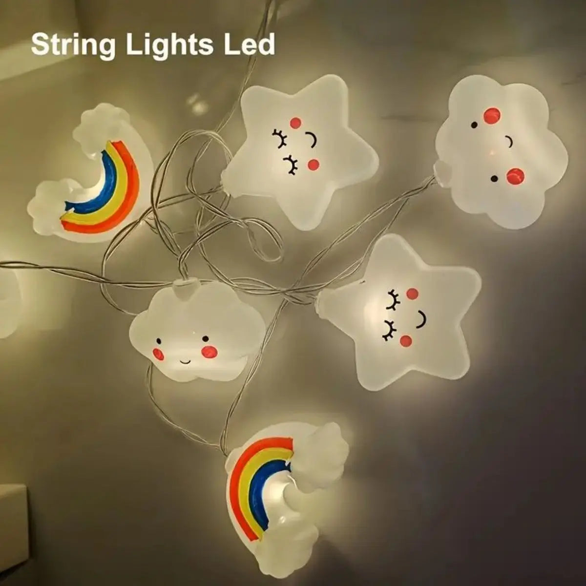 Star & Cloud Battery-Powered LED String Lights – Bedroom Fairy Lights