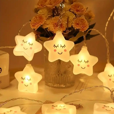 Star & Cloud Battery-Powered LED String Lights – Bedroom Fairy Lights