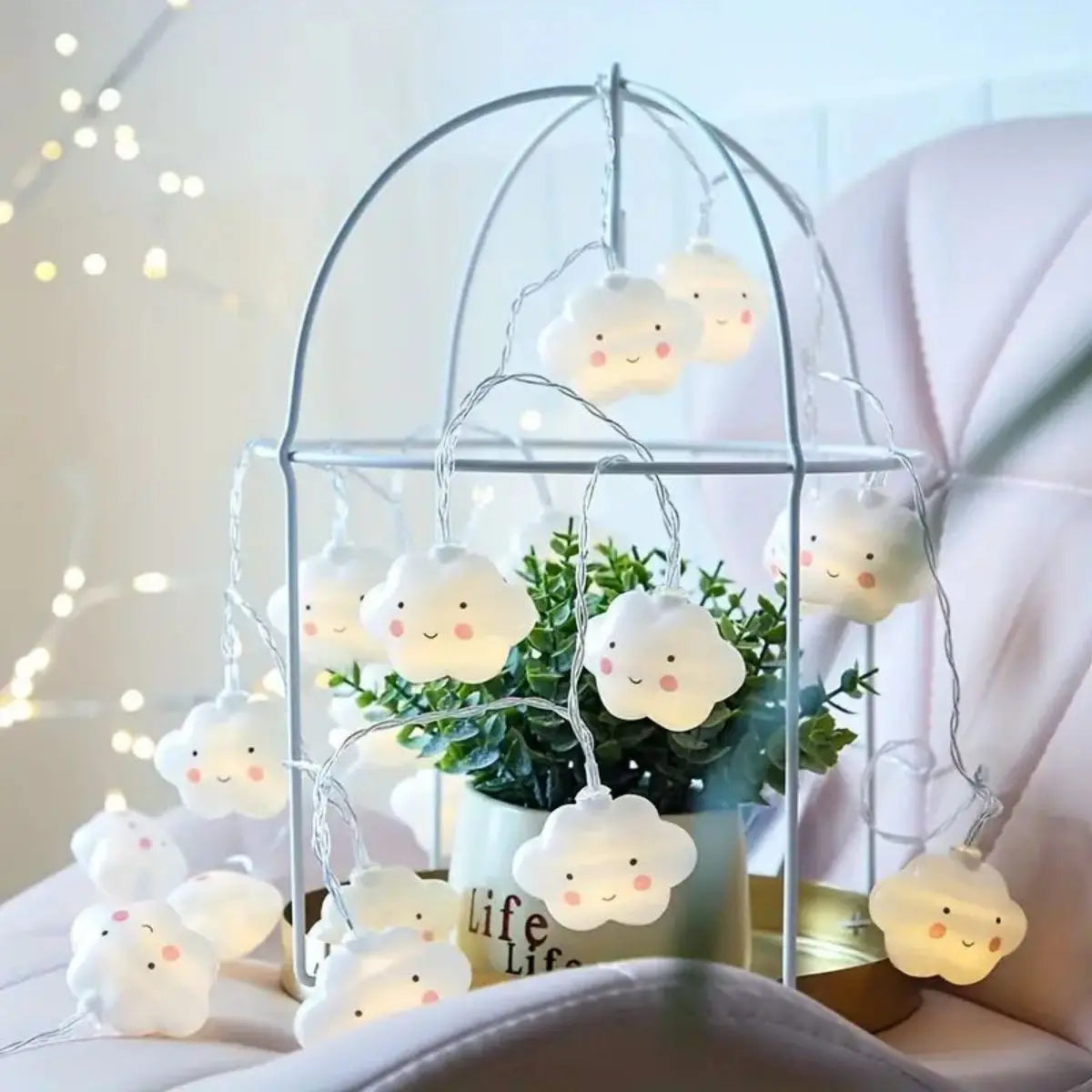 Star & Cloud Battery-Powered LED String Lights – Bedroom Fairy Lights