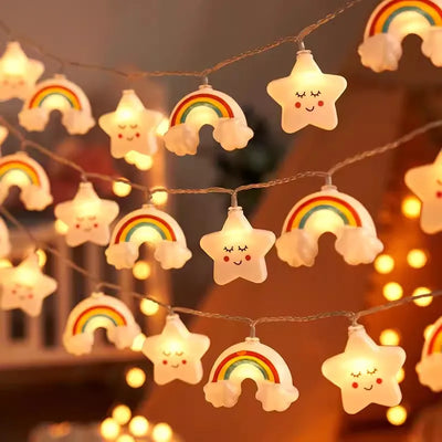 Star & Cloud Battery-Powered LED String Lights – Bedroom Fairy Lights