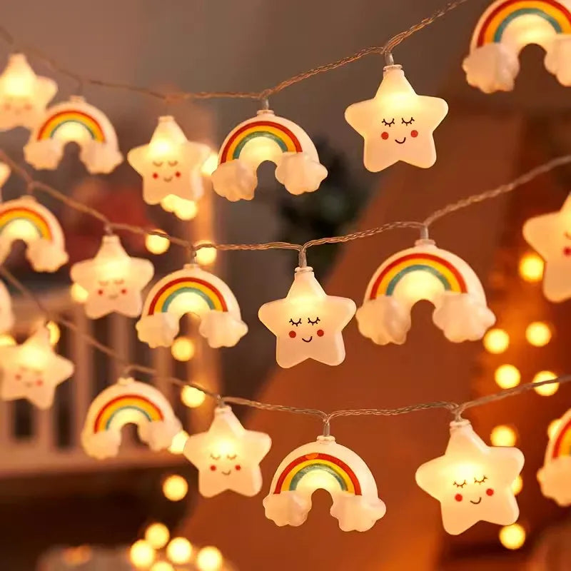 Star & Cloud Battery-Powered LED String Lights – Bedroom Fairy Lights