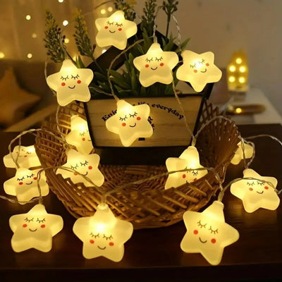 Star & Cloud Battery-Powered LED String Lights – Bedroom Fairy Lights