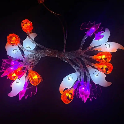 3D Halloween Pumpkin, Bat & Ghost Battery-Operated String Lights
