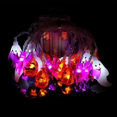 3D Halloween Pumpkin, Bat & Ghost Battery-Operated String Lights