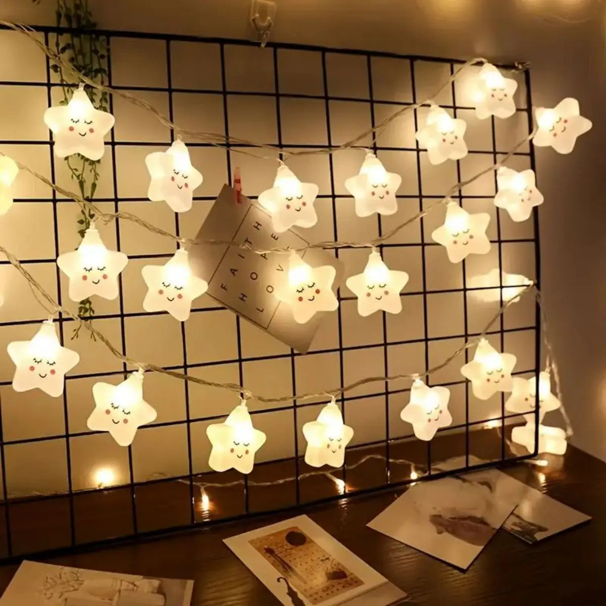 Star & Cloud Battery-Powered LED String Lights – Bedroom Fairy Lights