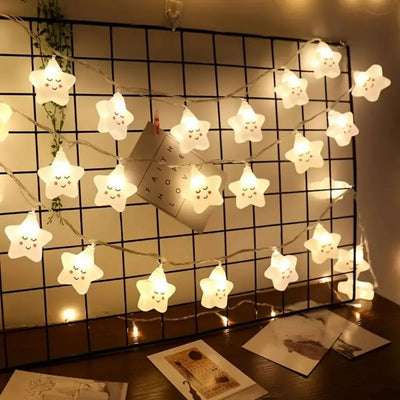 Star & Cloud Battery-Powered LED String Lights – Bedroom Fairy Lights