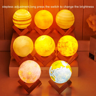 Moon Night Light Rechargeable Touch Control decorative lighting detail