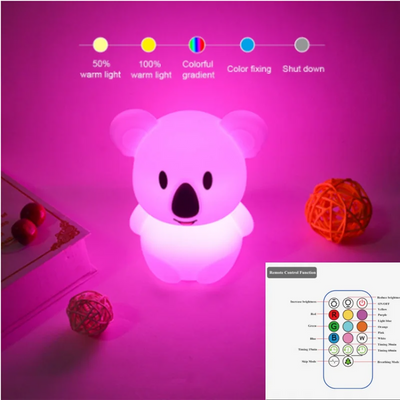 Koala RGB LED Night Light – USB Rechargeable Touch-Sensor Kids Desk Lamp
