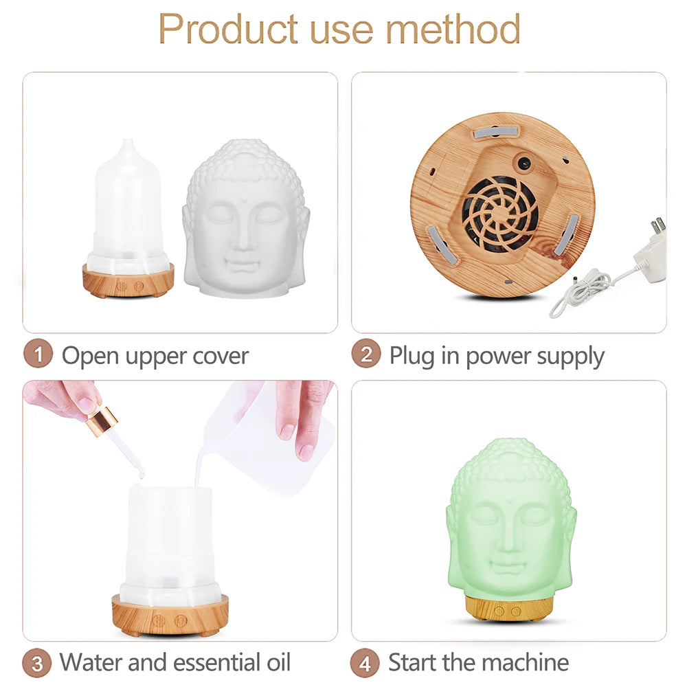 Wood Humidifier Night Light Color-Changing Remote Control decorative lighting detail