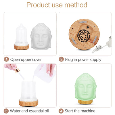 Wood Humidifier Night Light Color-Changing Remote Control decorative lighting detail