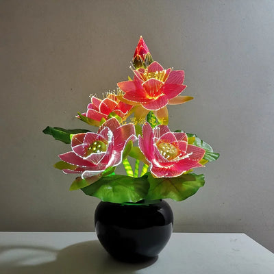 Lotus Fiber Optic LED Flower Lamp – Buddha Fo Lamp Novelty Desk Light