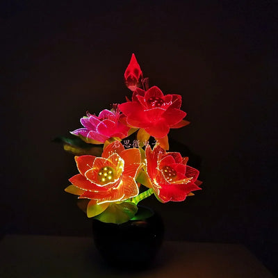 Lotus Fiber Optic LED Flower Lamp – Buddha Fo Lamp Novelty Desk Light