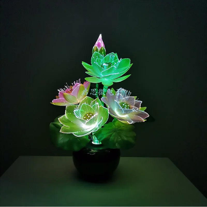 Lotus Fiber Optic Buddha Lamp – LED Novelty Flower Desk Light (New Edition)
