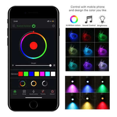 DC12V Starry Sky Fiber Optic Car Ceiling Kit – RGBW App-Controlled Star Roof Light