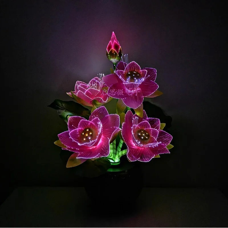 Lotus Fiber Optic LED Flower Lamp – Buddha Fo Lamp Novelty Desk Light