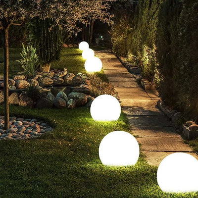 Glowing Balls Outdoor Lights shown as soft ambient home lighting