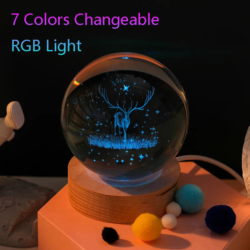 Crystal Projector Night Light USB Color-Changing variant product view