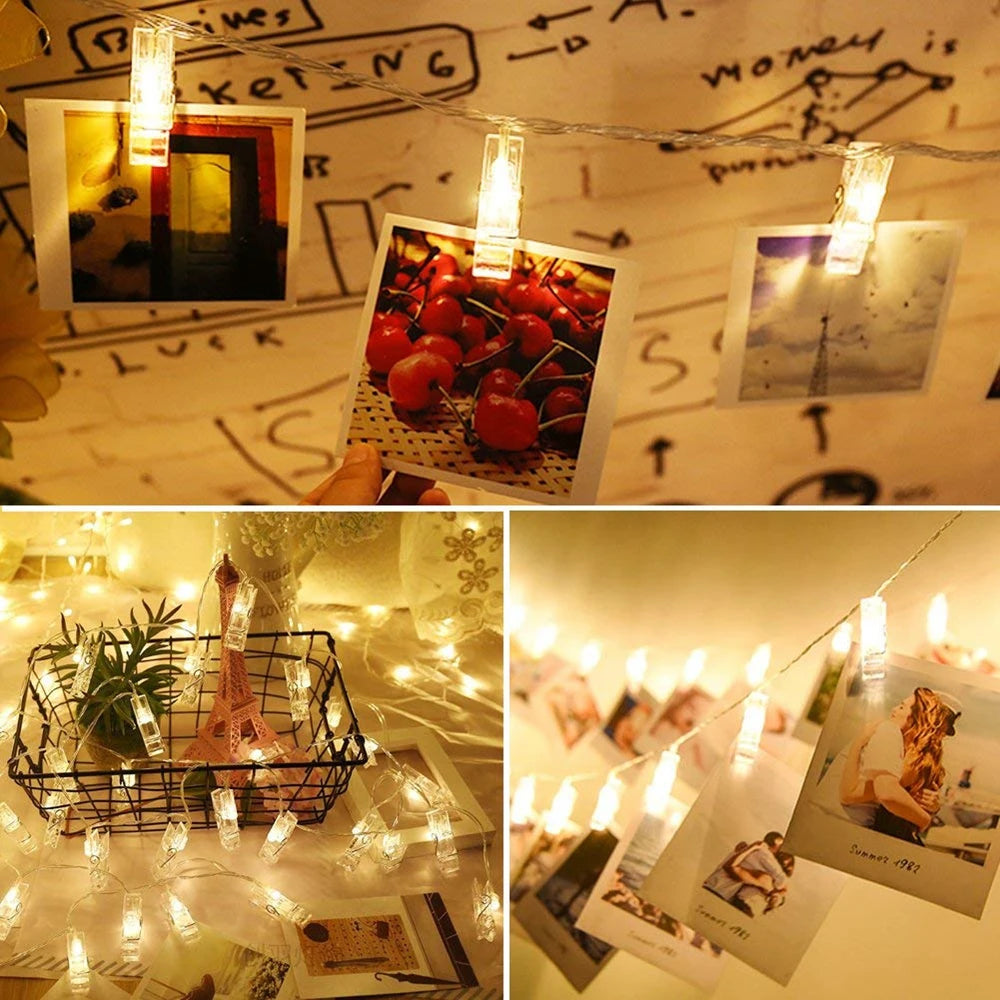 Photo Clip LED String Lights – 1m / 3m / 6m Battery-Powered Picture Display Lights