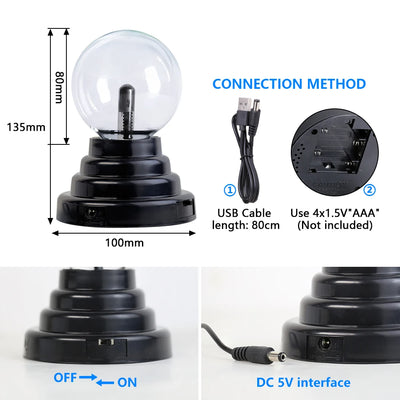 Magic Crystal Plasma Ball Lamp – LED Novelty Night Light in 3–8 Inch Sizes