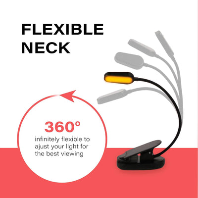 Amber Blue-Light Blocking Clip Reading Light – 1600K Rechargeable Eye-Care LED
