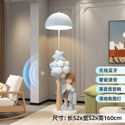 Luminous Boy Statue Floor Lamp – 160cm LED Bluetooth Speaker Sculpture for Living Room