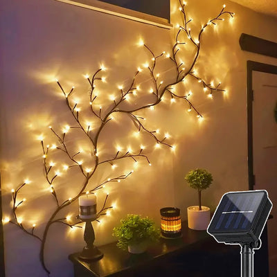 LED Tree Branch Fairy Light – USB & Solar 8-Mode DIY Vine Lamp for Christmas & Garden