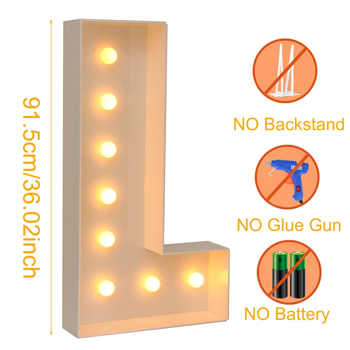 Giant LED Letter Light Frame Box – 91.5cm DIY Name Balloon Filling Box for Parties