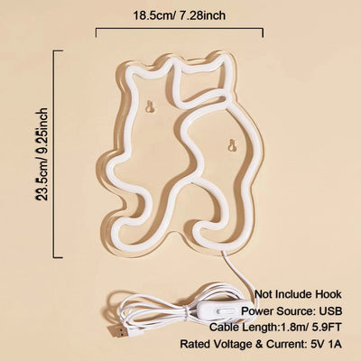 Cat Neon Sign Neon Wall Light Touch Control USB decorative lighting detail