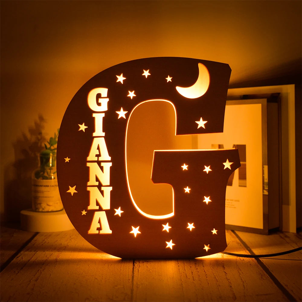 Custom Name LED Night Light – Personalised Star Wall Lamp for Bedroom, Nursery & Gift