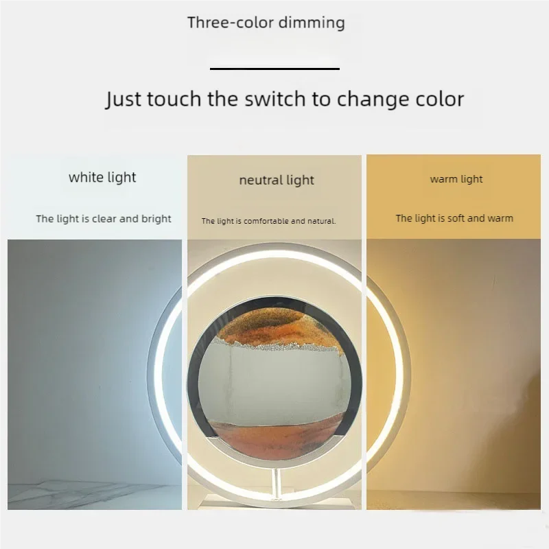 LED Moving Sand Art Table Lamp – 3D Flowing Sandscape Hourglass Bedside Night Light