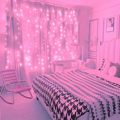 USB-powered curtain string lights