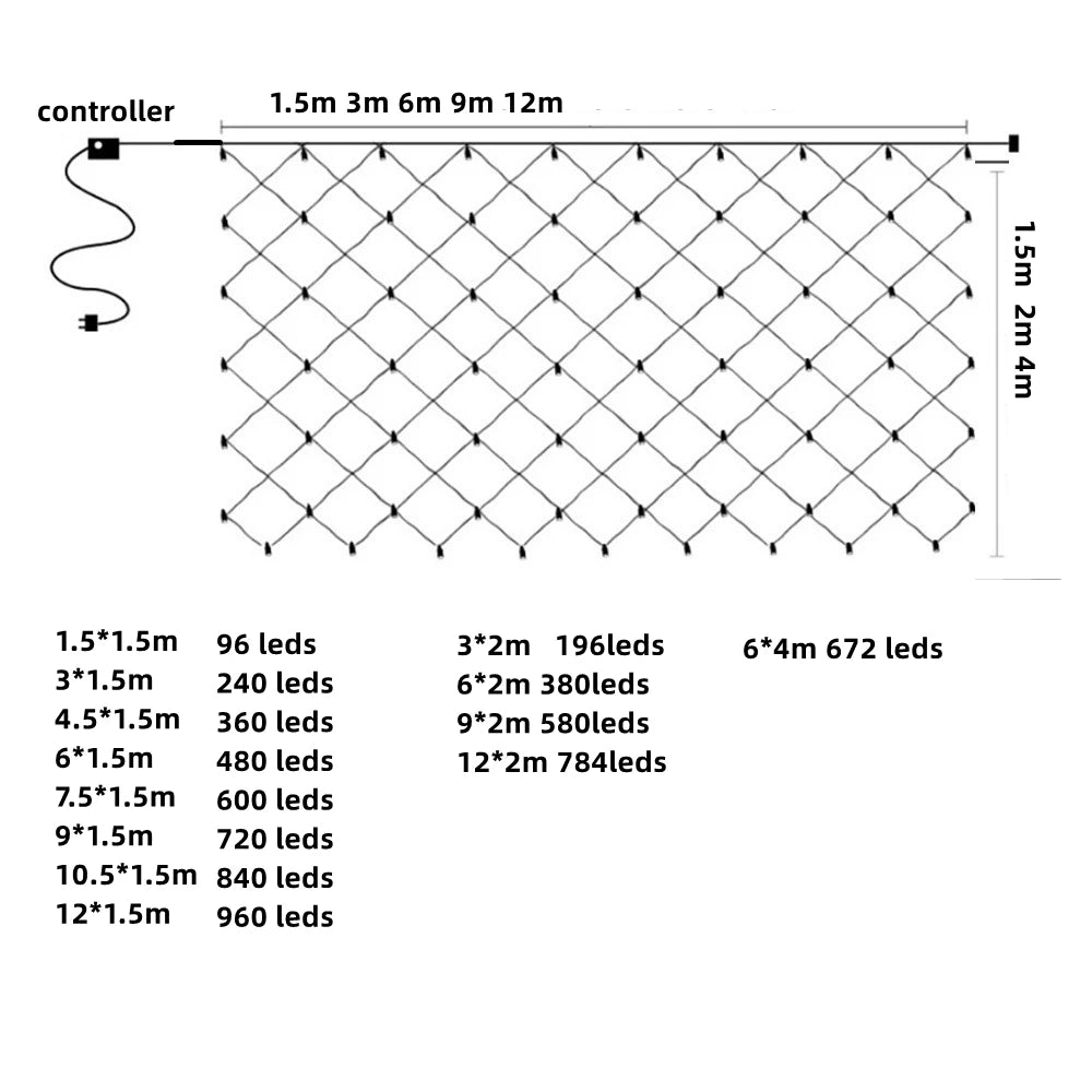 LED Net Mesh Fairy Curtain Light – Outdoor Waterproof Garland