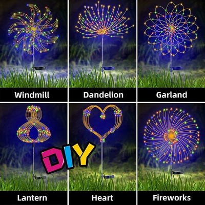Solar Firework Burst Garden Stake Lights – Outdoor LED Pathway Décor