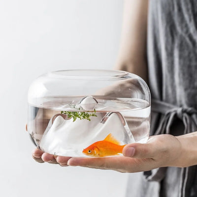 Snow Mountain Aquarium Lamp – Miniature Fishbowl Terrarium with LED Décor