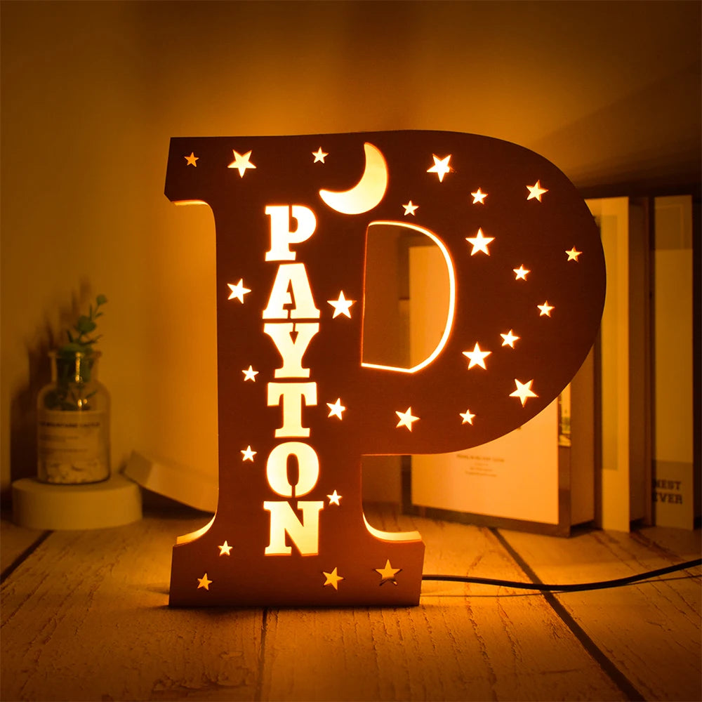 Custom Name LED Night Light – Personalised Star Wall Lamp for Bedroom, Nursery & Gift